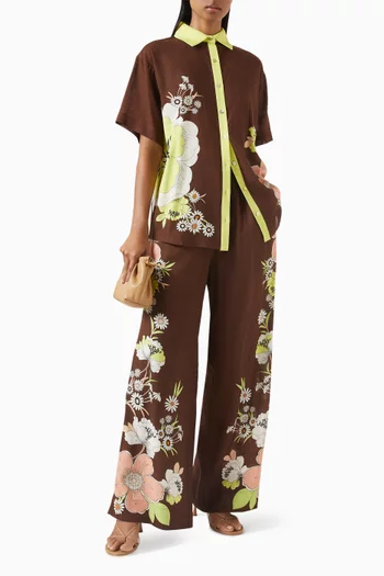 Carrie Printed Shirt in Linen-blend