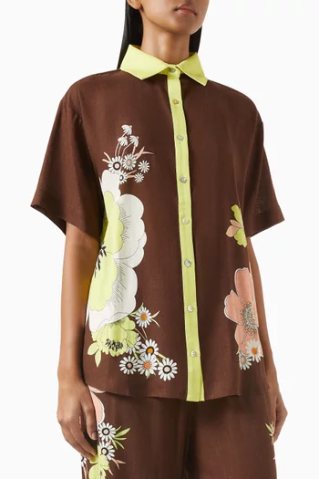 Carrie Printed Shirt in Linen-blend