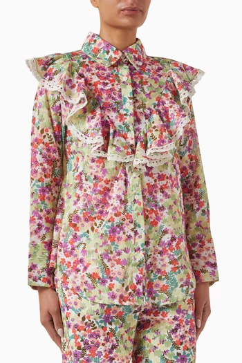 Rima Frilled Shirt in Cotton-voile