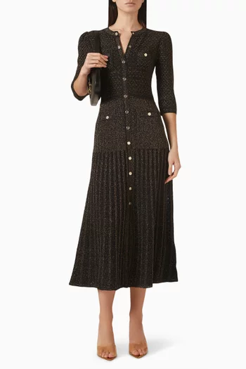 فستان راميا متوسط الطول منسوج من مزيج لوركس