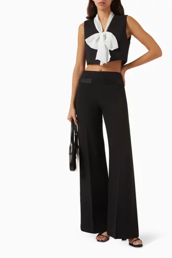 بنطال بقصة ساق واسعة مزيج صوف