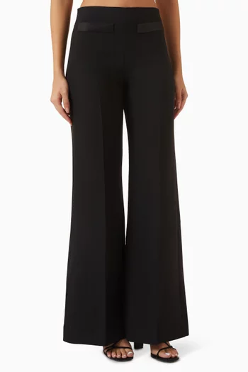 بنطال بقصة ساق واسعة مزيج صوف