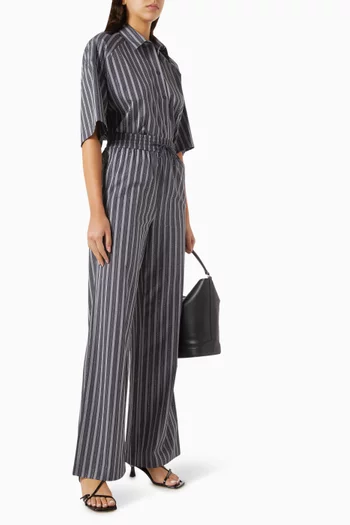Striped Drawstring Pants in Cotton