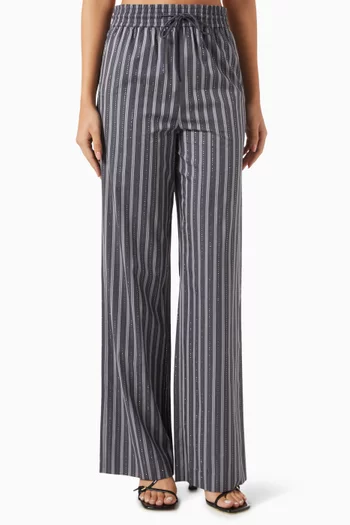 Striped Drawstring Pants in Cotton