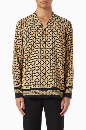 قميص بنقشة شعار الماركة فيسكوز