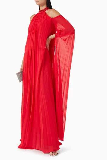 Pleated Cape Dress