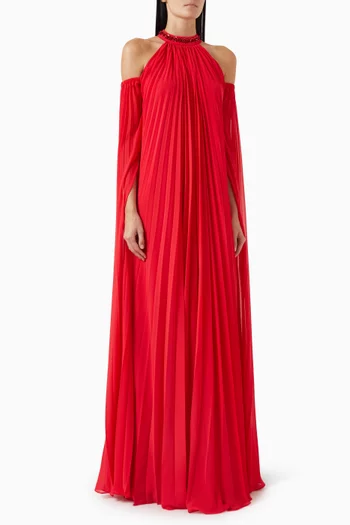 Pleated Cape Dress