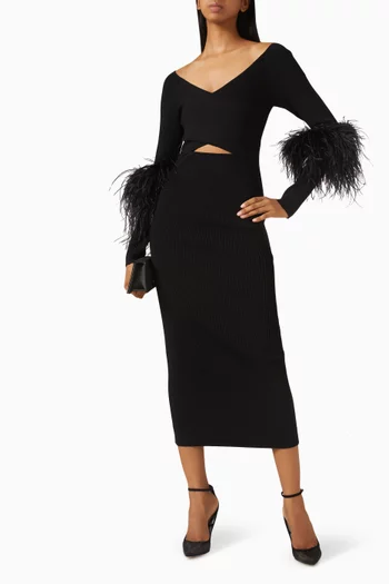 Feather Cross-front Dress in Matte-viscose
