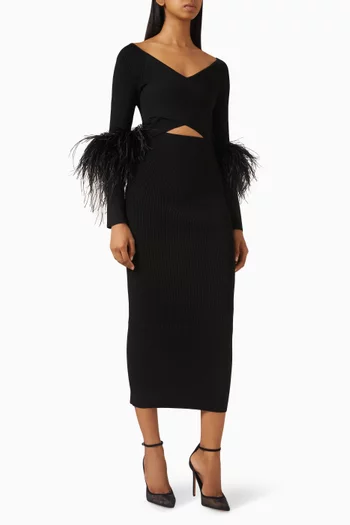 Feather Cross-front Dress in Matte-viscose