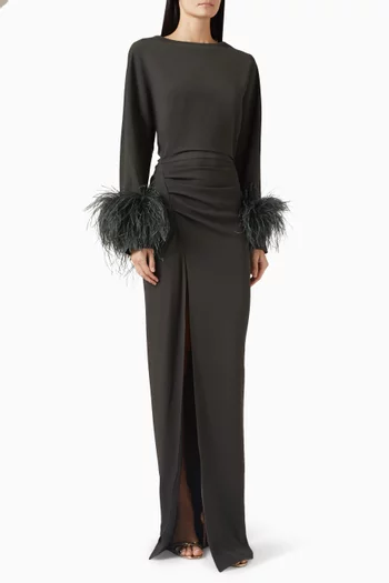 Drape Feather Dress in Stretch-crepe