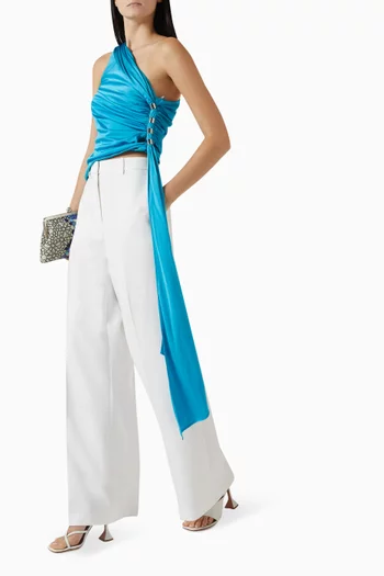 بنطال كيت بقصة ساق واسعة قماش كادي