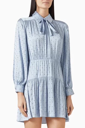 Studded Shirt Mini Dress in Satin