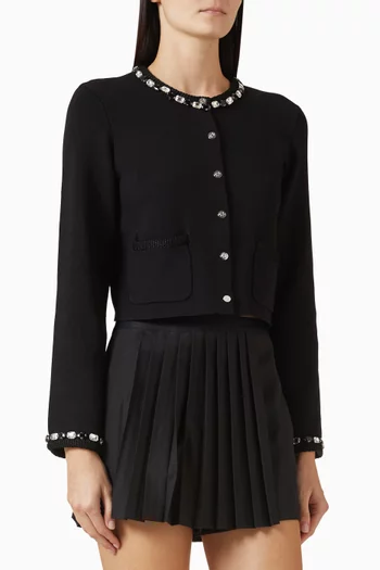 كارديغان موكسيل مطرز بالكريستال نسيج فيسكوز