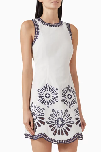 فستان قصير مطرز قطن