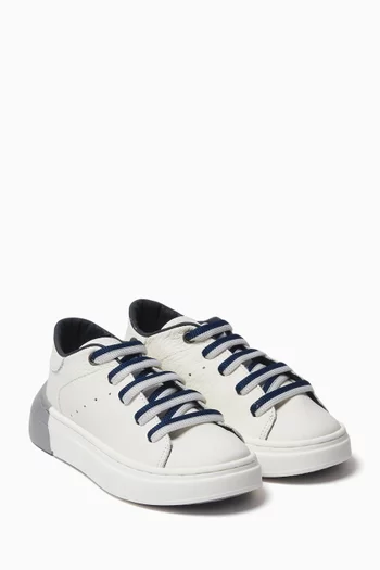 Two-tone Lace Up Sneakers in Leather