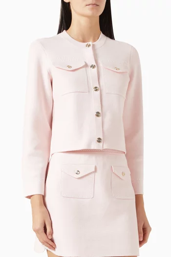 Moussaillon Topstitched Cropped Cardigan