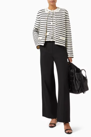 Sequin-embellished Stripe Cardigan in Wool