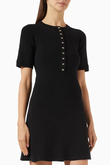 Rib-knit Mini Dress in Cotton Blend