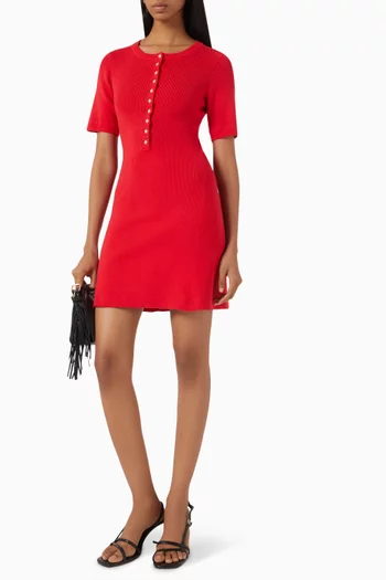 Rib-knit Mini Dress in Cotton Blend