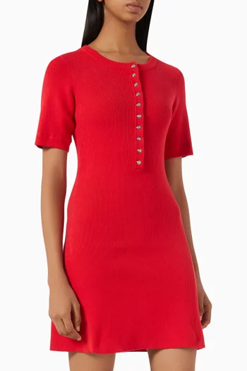 Rib-knit Mini Dress in Cotton Blend