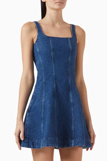 Flared Mini Dress in Denim