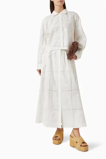 Ciely Broderie Anglaise Shirt in Linen Blend