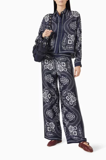 Paisley Print Pants in Satin