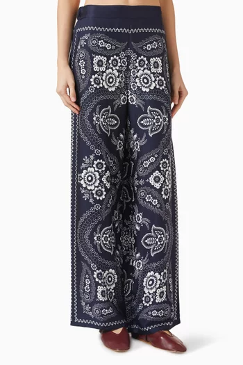 Paisley Print Pants in Satin