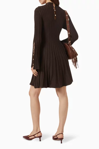 Clover-detail Knit Mini Dress
