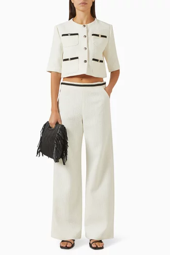 Tweed-effect Pants in Cotton Blend