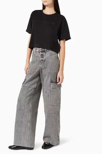 Logo Cropped T-shirt in Cotton