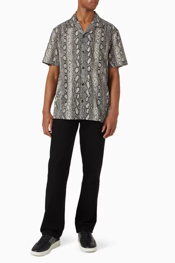 Snake-print Camp Shirt in Cotton