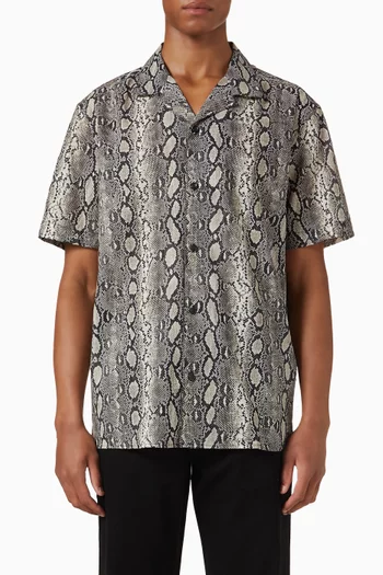 Snake-print Camp Shirt in Cotton