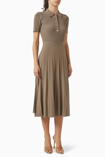 Polo Midi Dress in Ribbed-knit