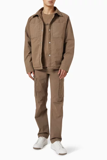 Garment-dyed Shirt Jacket in Stretch Cotton Poplin