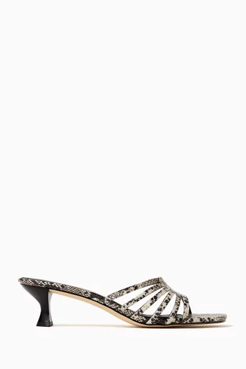 Haisley 50 Mule Sandals in Snake-embossed Leather