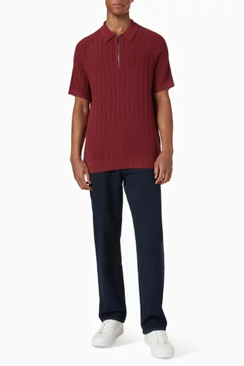 Zip Polo Shirt in Cotton-knit