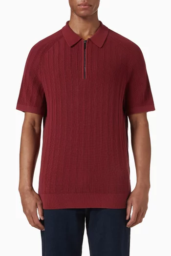 Zip Polo Shirt in Cotton-knit