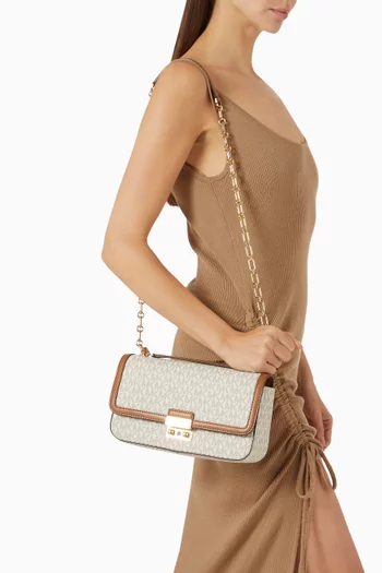 Large Tribeca Shoulder Bag in Logo-print Canvas