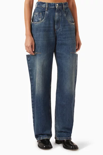 بنطال جينز بفتحات دينم