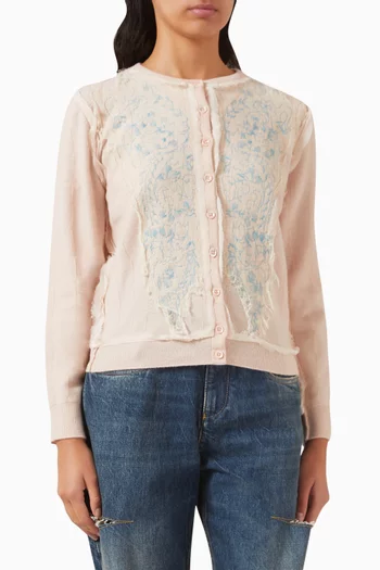 Lace Embroidered Cardigan in Knit