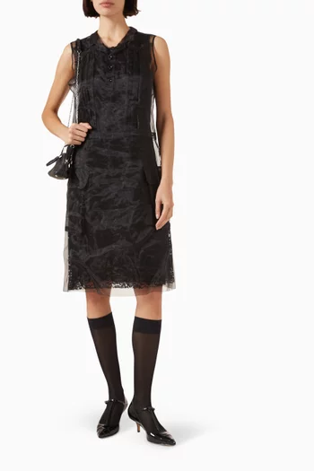 فستان تي متوسط الطول أورجانزا شفاف