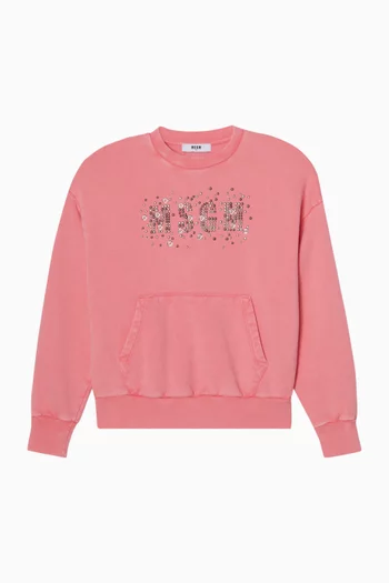 سويت شيرت بفتحة رقبة مستديرة مرصع بأحجار الراين