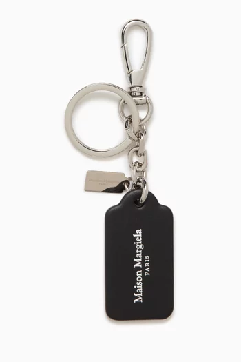 Duo Logo Tag Keyring in Leather