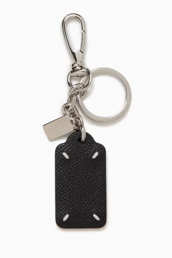 Duo Logo Tag Keyring in Leather