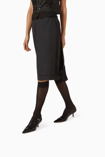 حذاء كلاسيك كينكيز بسيور على شكل حرف T وكعب 55 مم جلد