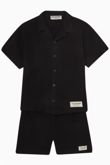 Oversized Short-sleeve Shirt in Organic Cotton Gauze