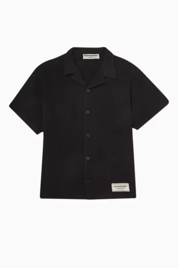 Oversized Short-sleeve Shirt in Organic Cotton Gauze