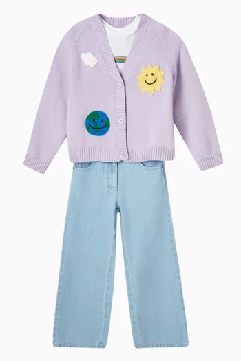 Patches Cardigan in Stretch-cotton