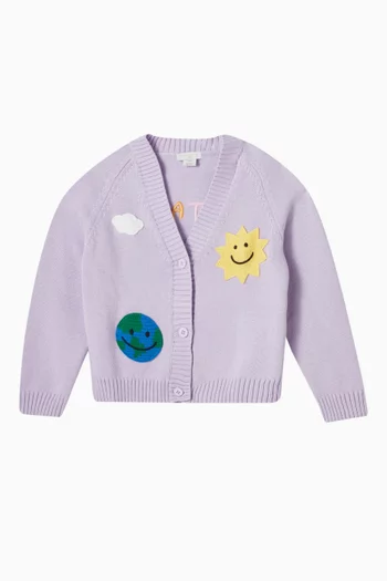 Patches Cardigan in Stretch-cotton